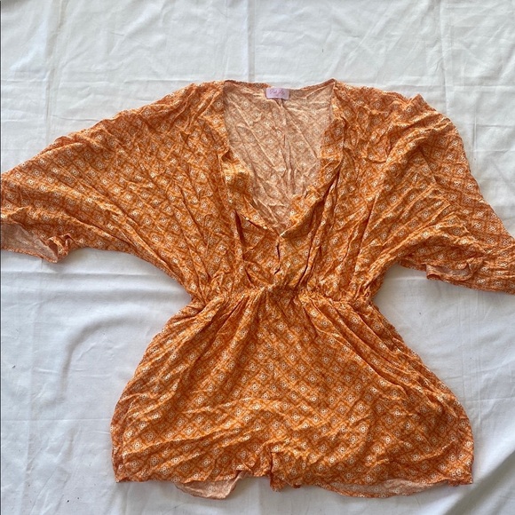 Pink Lily Orange Floral Romper - Picture 1 of 4